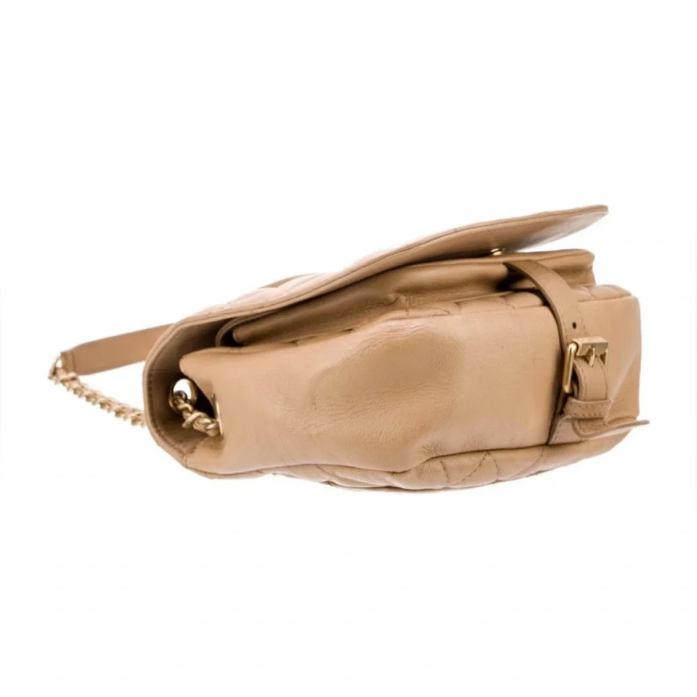 Chanel Coco CC Messenger Calfskin and Quilted Goatskin Tan Bag